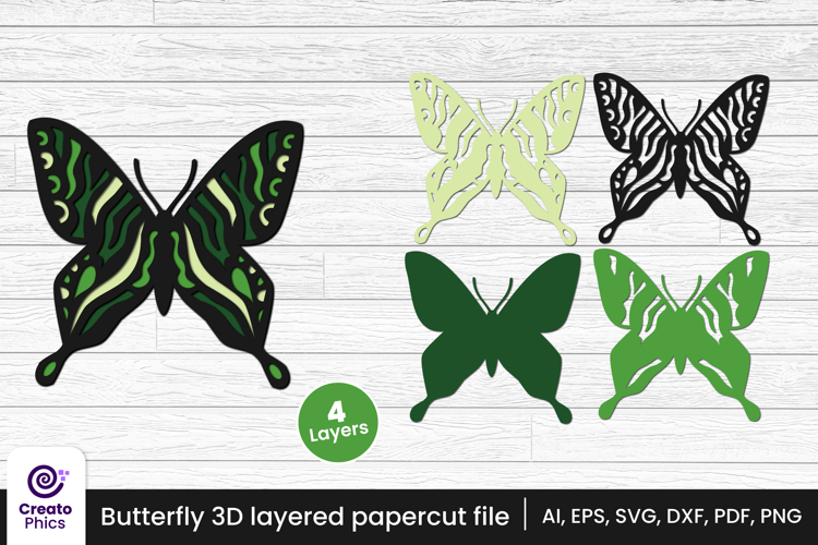 Decorative butterfly 3D layered papercut file | lasercut SVG