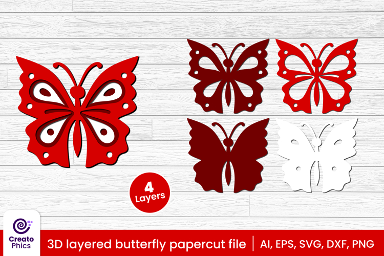 3D layered butterfly papercut file | laser cutting SVG