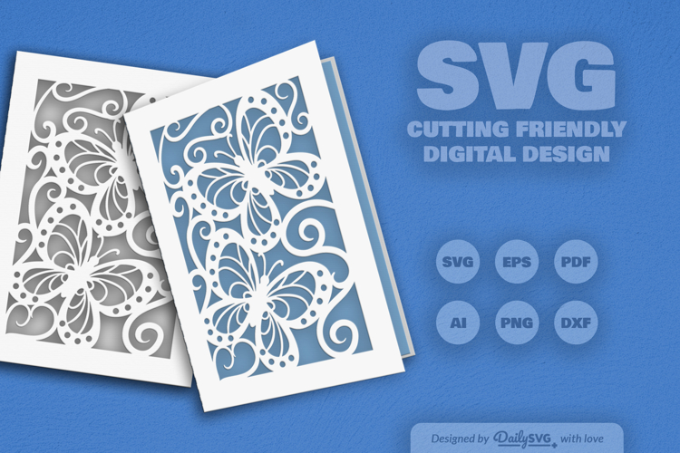 Butterfly Cutway Greeting Card SVG example image 1