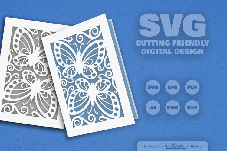 Butterfly Cutway Greeting Card SVG example image 1