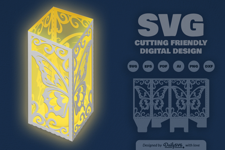 Butterfly Decorative Lantern Paper Cut SVG