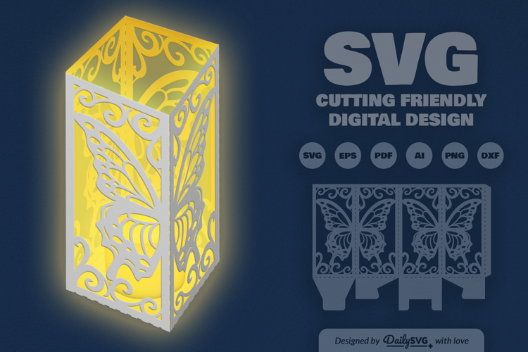Butterfly Decorative Lantern Paper Cut SVG