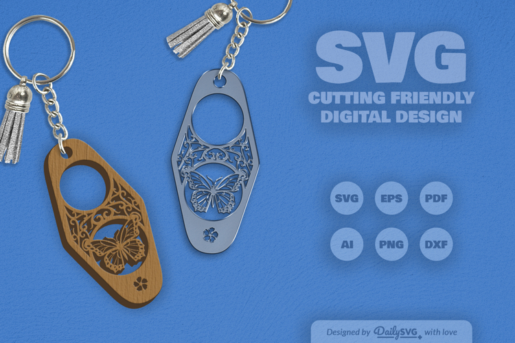 Butterfly Decorative Motel Keychain Laser Cut SVG
