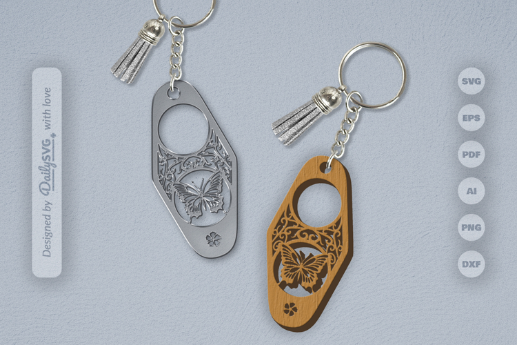 Butterfly Decorative Motel Keychain Laser Cut SVG
