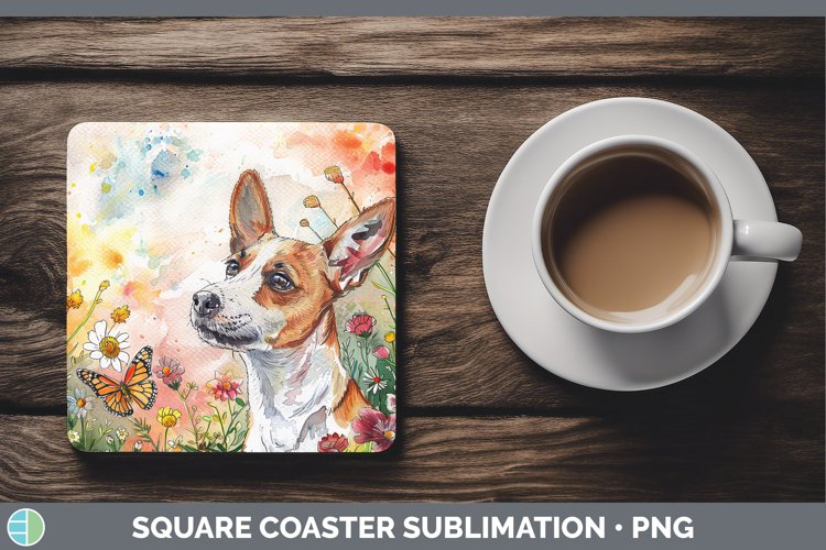 Butterfly Dog Fox Terrier Square Coaster Sublimation Coaster