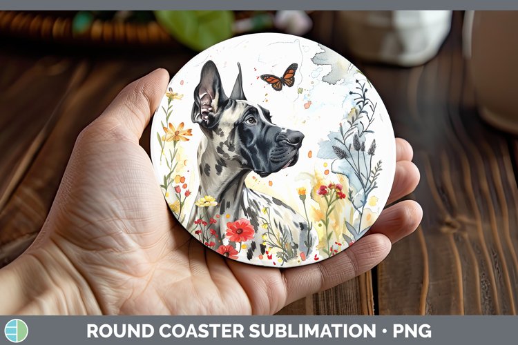 GorgeousButterfly Dog Round Coaster design.