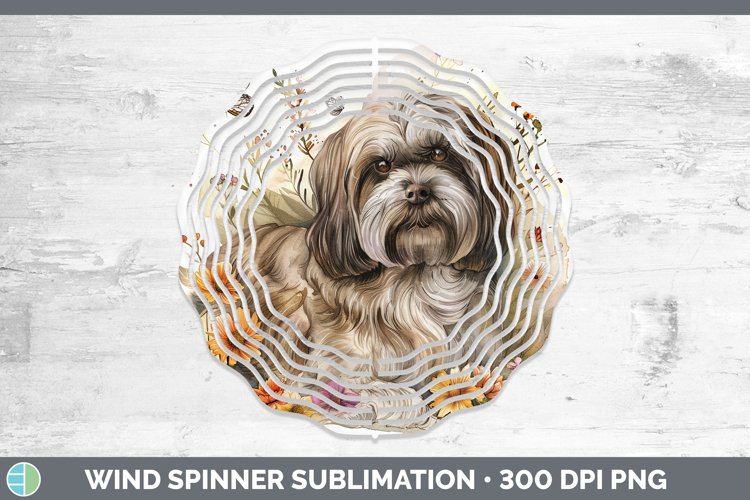 Butterfly Dog Lhasa Apso Wind Spinner Sublimation Spinner De