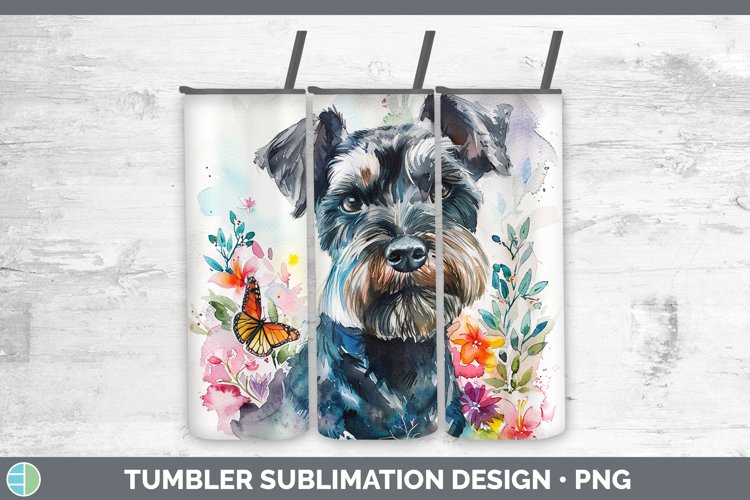 Butterfly Dog Miniature Schnauzer Dog Tumbler Sublimation 20