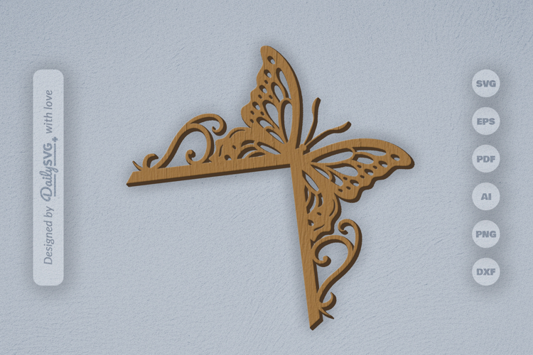 Butterfly Door Corner Laser Cut SVG