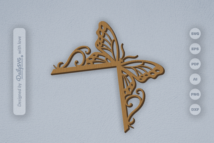 Butterfly Door Corner Laser Cut SVG