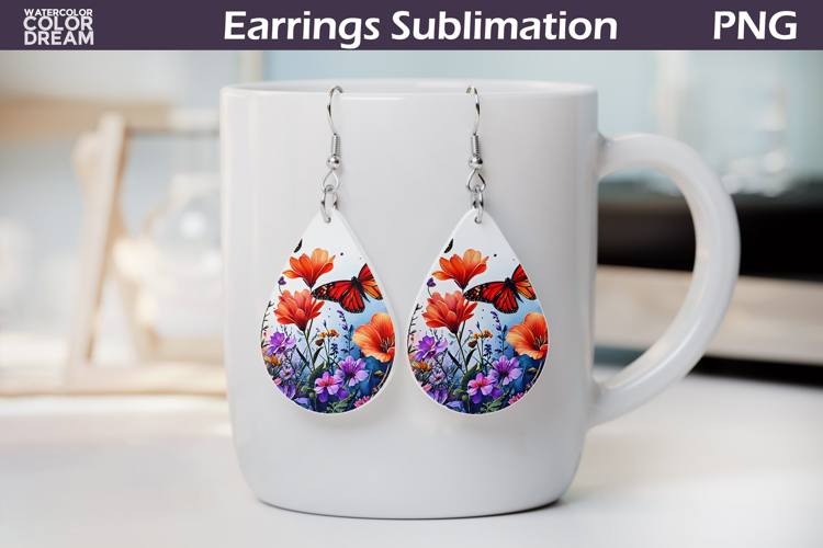 Butterfly Teardrop Earrings | Butterfly Floral Earrings