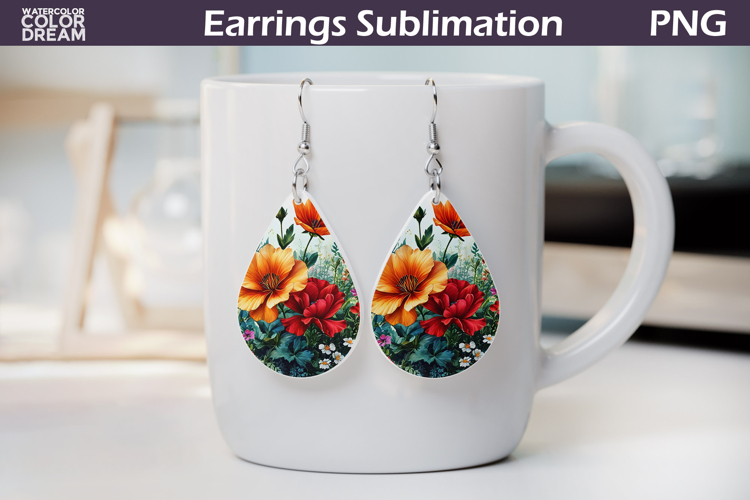 Wildflowers Teardrop Earrings | Watercolor Floral Earrings