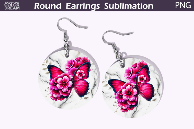 Butterfly Round Earrings | Butterfly Flowers Earrings