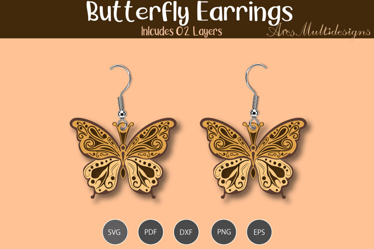 butterfly earrings Laser Cut Jewelry example image 1