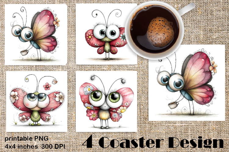 Summer flowers Coaster Design |butterfly Floral Sublima