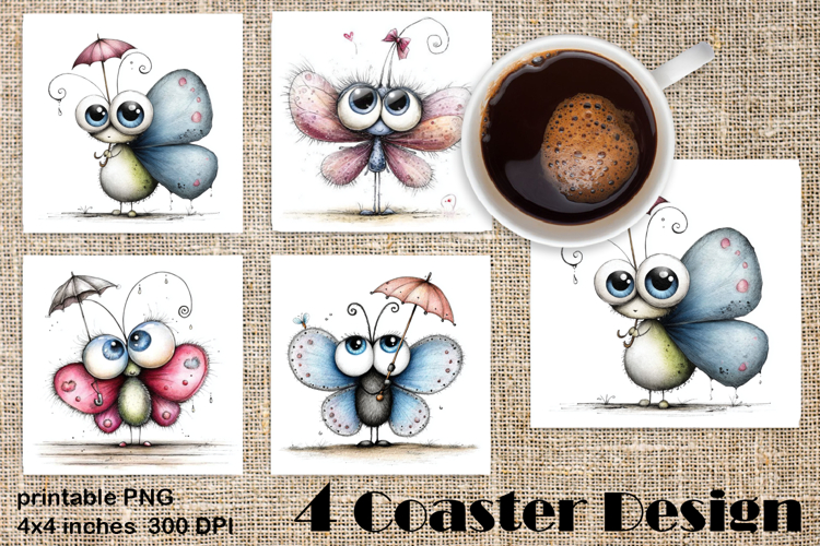 Summer flowers Coaster Design |butterfly Floral Sublima