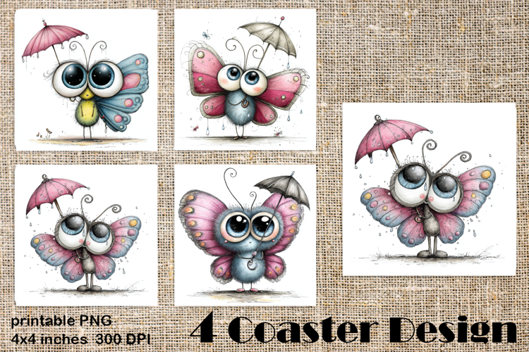 Summer flowers Coaster Design |butterfly Floral Sublima