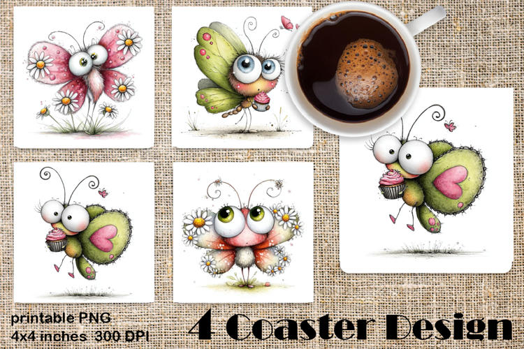 Summer flowers Coaster Design |butterfly Floral Sublima