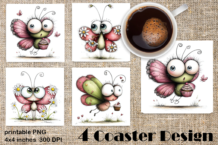 Butterfly square coaster sublimation | Butterfly coaster PNG