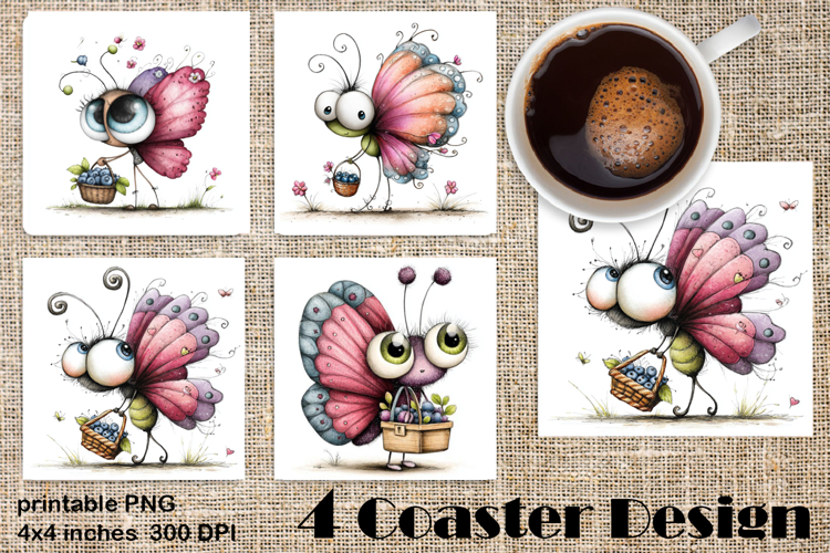Butterfly square coaster sublimation | Butterfly coaster PNG