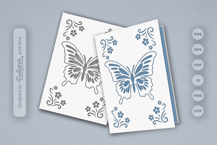Butterfly Floral Greeting Card SVG