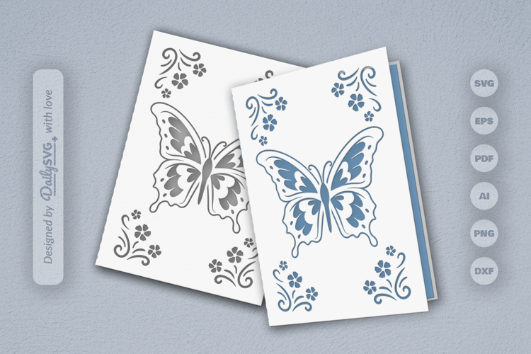 Butterfly Floral Greeting Card SVG