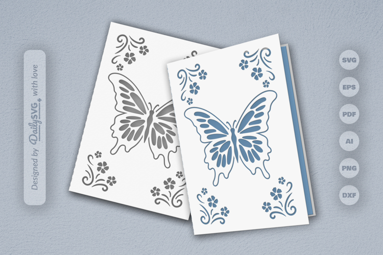 Butterfly Floral Greeting Card SVG