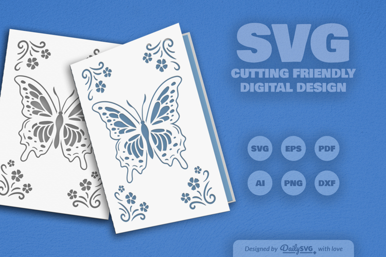 Butterfly Floral Greeting Card SVG