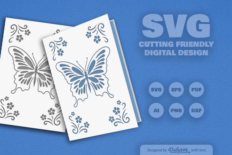 Butterfly Floral Greeting Card SVG