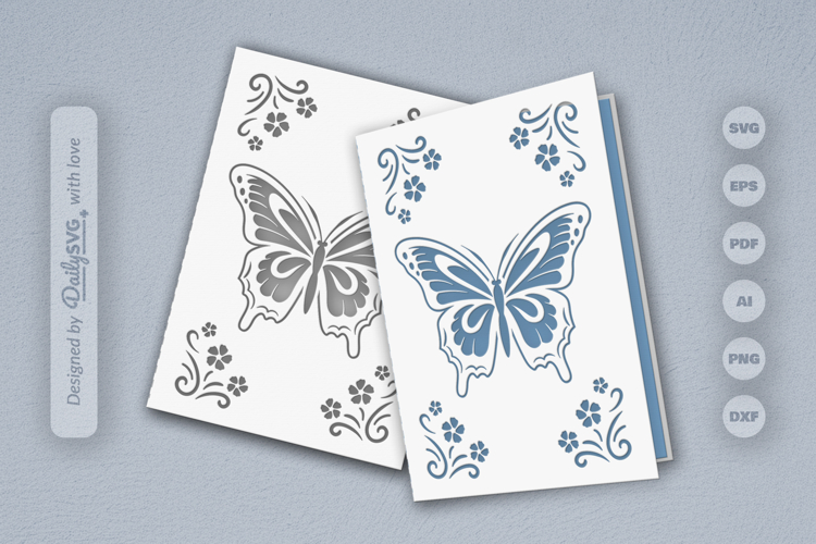 Butterfly Floral Greeting Card SVG