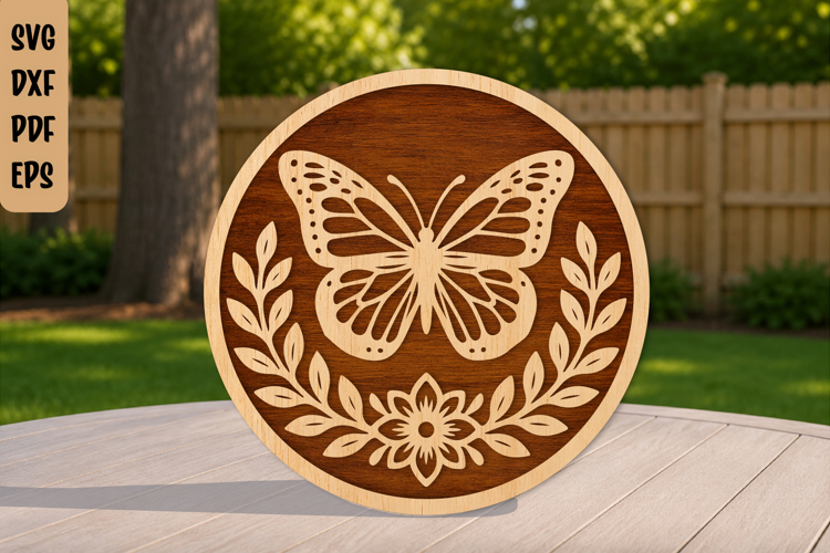 Butterfly Floral Laser Cut File
