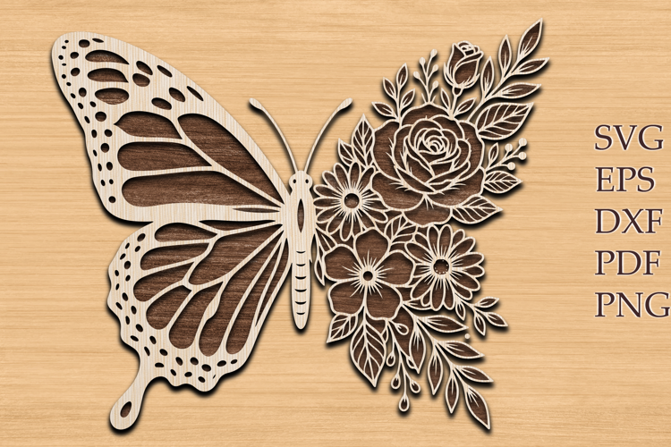 Butterfly Floral Laser Cut SVG