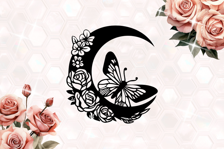 Butterfly floral Moon roses
