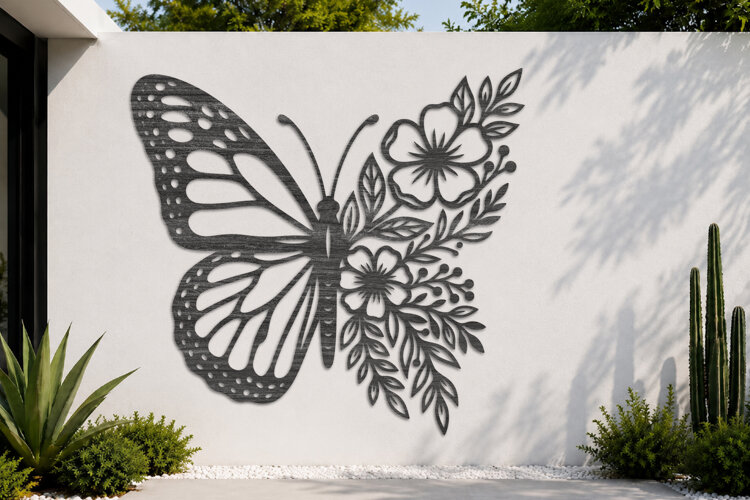 Butterfly Floral Wall Art SVG Laser Cut example image 1