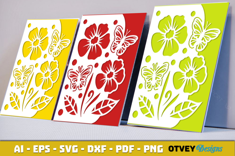 Butterfly Flower Card Cover Paper Cut