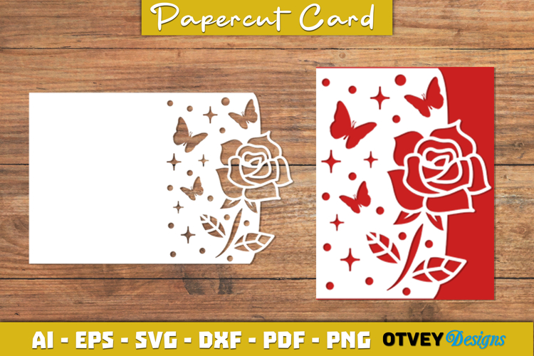 Butterfly Flower Card Cover Paper Cut