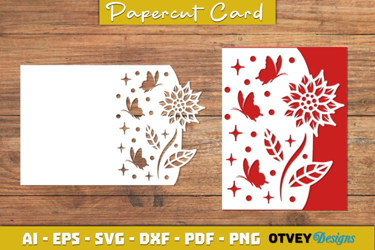 Butterfly Flower Card Cover Paper Cut