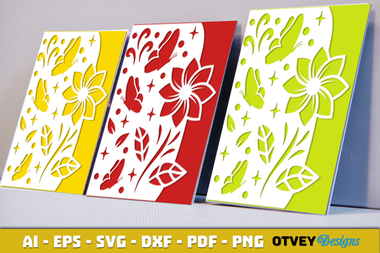 Butterfly Flower Card Cover Paper Cut