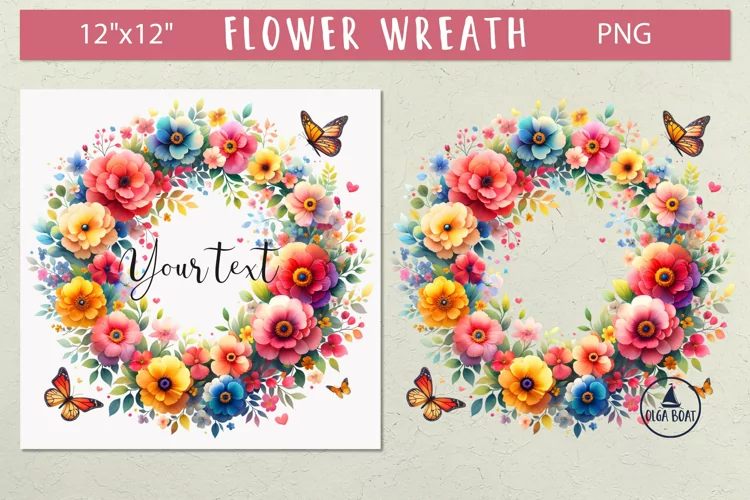 Butterfly flower frame | Watercolor Floral wreath png