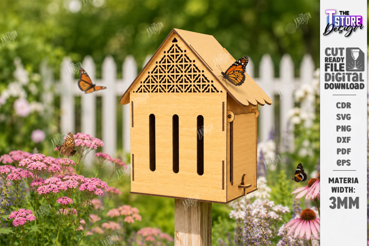Wooden Butterfly House Laser Cut | Garden Decor | Mini House