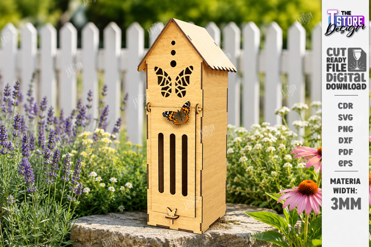 Wooden Butterfly House Laser Cut | Garden Decor | Mini House