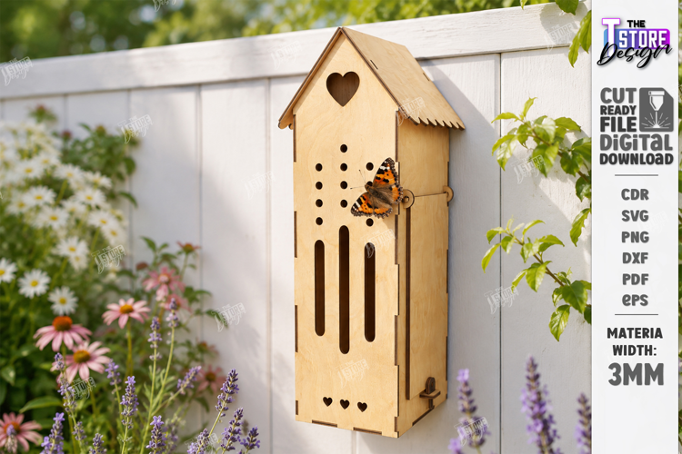 Wooden Butterfly House Laser Cut | Garden Decor | Mini House