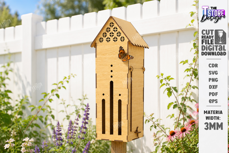Wooden Butterfly House Laser Cut | Garden Decor | Mini House