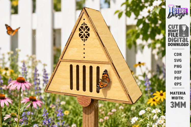 Wooden Butterfly House Laser Cut | Garden Decor | Mini House