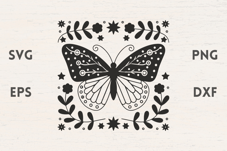 Floral Butterfly illustration with Flowers SVG
