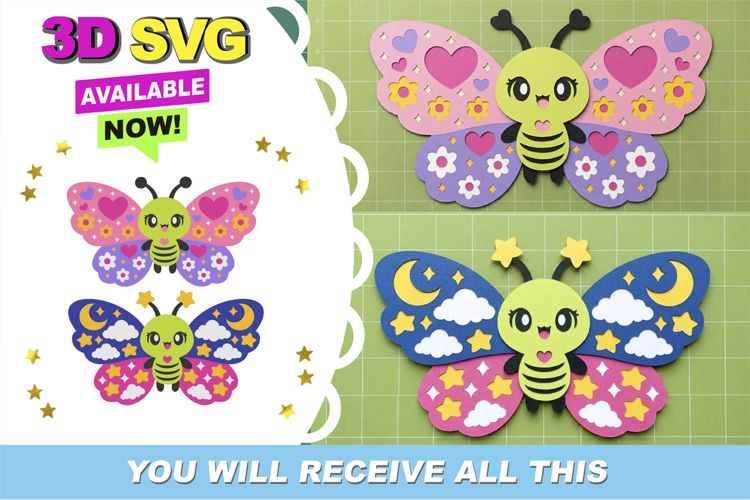 Morning & Night Butterflies 3D SVG