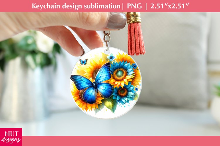 Butterfly Floral keychain sublimation, Butterfly & Flowers