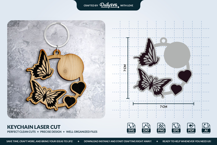 Butterfly Keychain Laser Cut Template