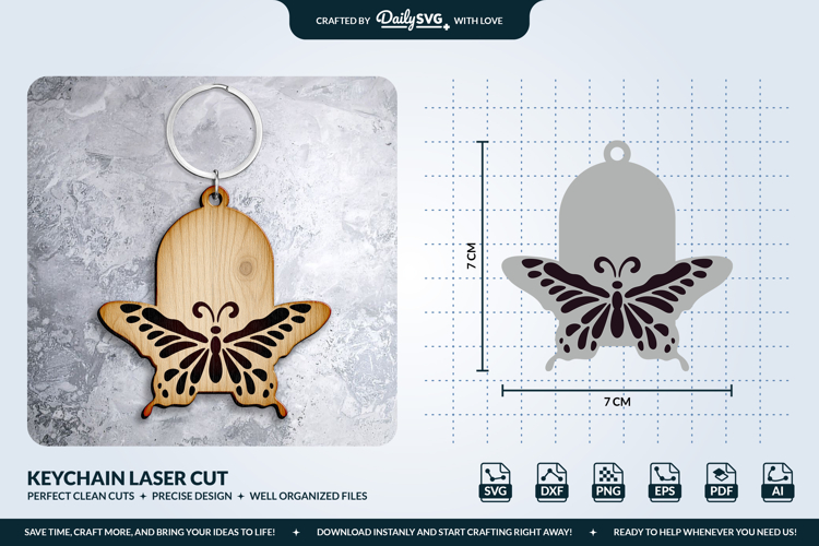 Butterfly Keychain Laser Cut Template