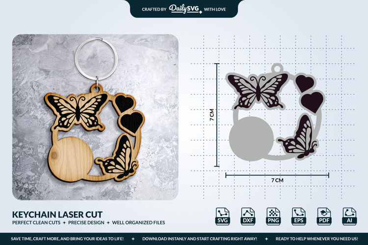 Butterfly Keychain Laser Cut Template